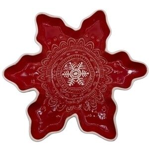 Hallmark Holiday Ceramic Snowflake Table Decoration Plate Dish
